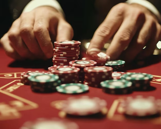 Live blackjack dealer at Evolution Gaming studio visible through gambar mobile interface